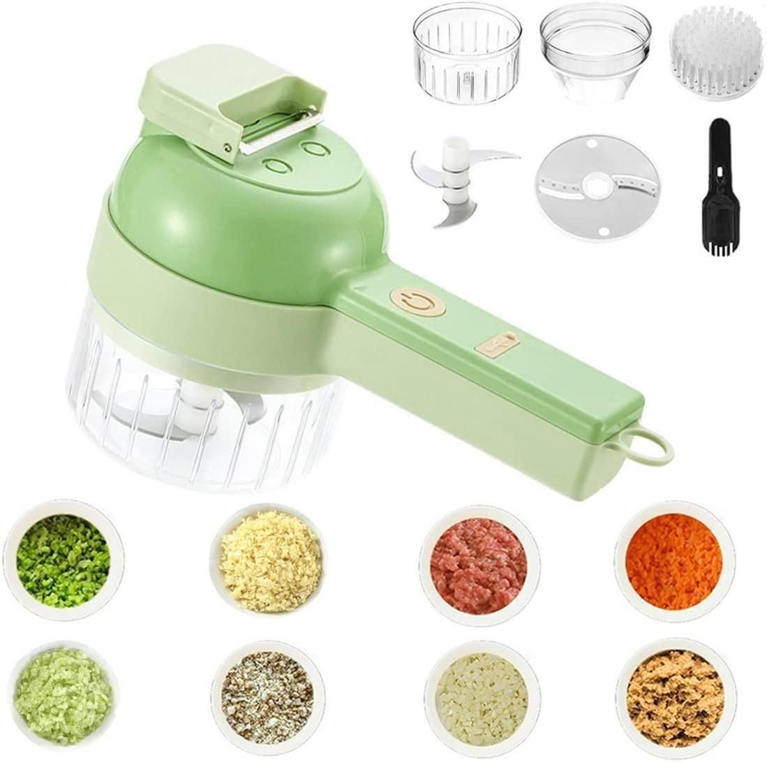 4 In 1 Handheld Electric Vegetable Cutter Set Garlic Mud Masher Garlic Chopper, Garlic Chopper