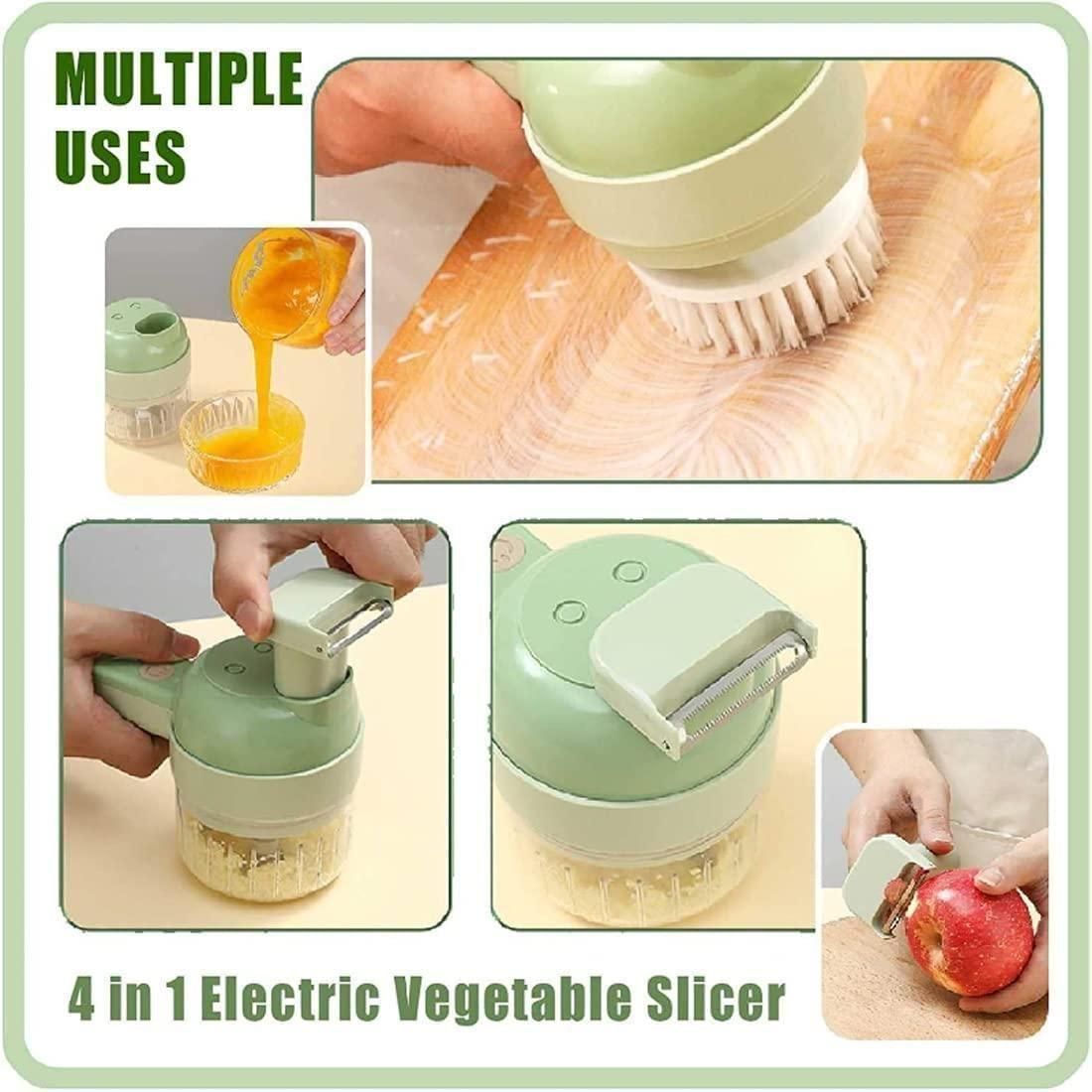 4 In 1 Handheld Electric Vegetable Cutter Set Garlic Mud Masher Garlic Chopper, Garlic Chopper