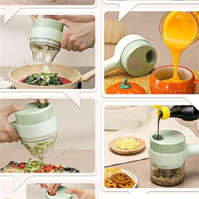 4 In 1 Handheld Electric Vegetable Cutter Set Garlic Mud Masher Garlic Chopper, Garlic Chopper