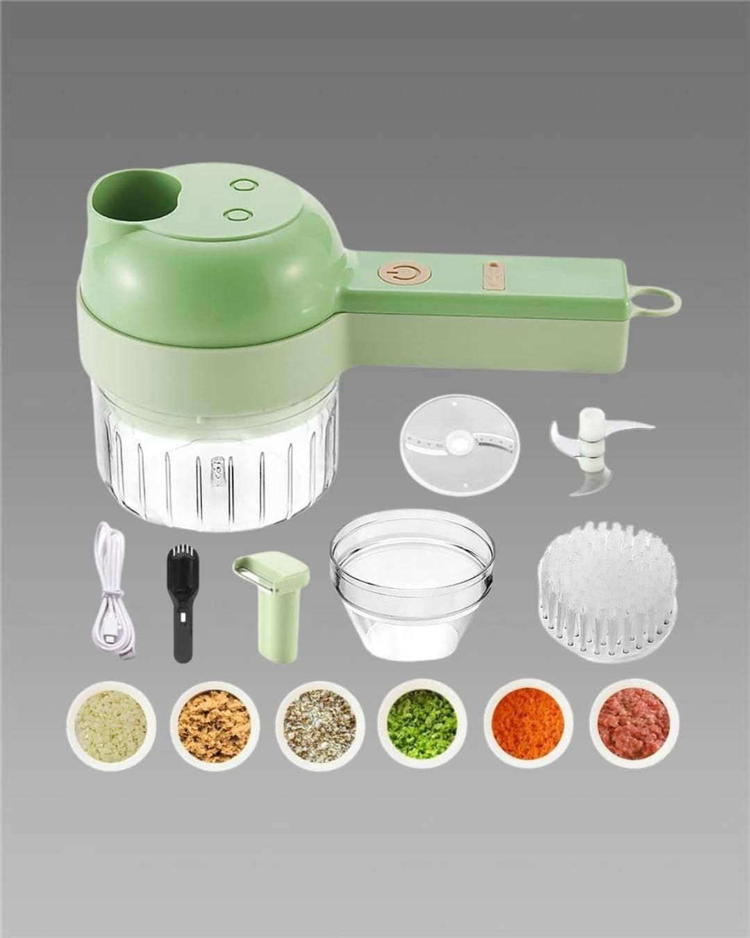 4 In 1 Handheld Electric Vegetable Cutter Set Garlic Mud Masher Garlic Chopper, Garlic Chopper