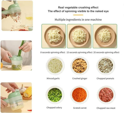 4 In 1 Handheld Electric Vegetable Cutter Set Garlic Mud Masher Garlic Chopper, Garlic Chopper